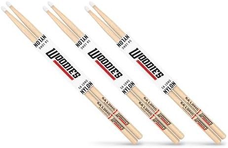 Woodies 5A Long Nylon Tip Drumsticks – American Hickory, Extended Length, Durable & Balanced (3-Pack)