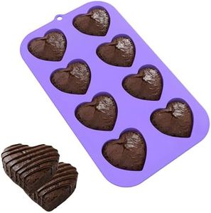Bakerpan Silicone Heart Mold for Baking, Mini Cake Heart Pan, Valentine's Day Silicone Mold, Heart Muffin Baking Tray, 2 1/4 Inch Hearts, Heart Silicone Mold - 8 Cavities