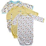 Luvable Friends Baby Girls' 33000_Pink_NB Nightgown, Yellow, 0-6 Months (Pack of 3)