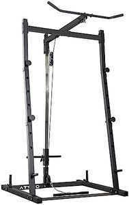 ATTIVO Power Rack Squat Rack with LAT Pull Down System - All Black Version