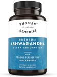 Thomas' all-natural Remedies Organic Ashwagandha Stress Support Supplement, Mood & Energy Support, Pure Ashwagandha 1000mg, Ultra Absorption with Black Pepper, Vegan, No fillers