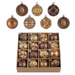 Valery Madelyn Ornaments for Christmas Trees, 16ct Bronze Copper and Gold Shatterproof Christmas Tree Decorations, 2.36 Inches Luxury Brown Hanging Ball Ornaments Bulk for Xmas Holiday Decor