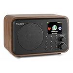 Audizio Venice Portable WIFI Internet Digital Radio with Bluetooth, Rechargeable Battery or Mains Powered Speaker, Radio Alarm Clock, Sleep Timer, 3.5mm Headphone, Aux, Colour Screen, Wood