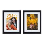 MIMOSA MOMENTS Gallery Picture Frame Wall Set with Art Prints and Paper Matt, Good for Two 5x7 Photos (Black, Set of 2-5x7'')