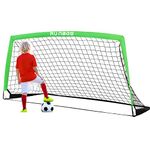 RUNBOW 6'6''X 3'3'' Portable Kids Soccer Goals for Backyard Practice Soccer Nets with Carry Bag, 1 Pack (Green)