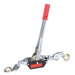 Hand Winch, 4t Pull Winch Heavy Duty Ratchet Winch Puller Wire Rope Ratchet Cable Puller Ratchet Winch Ratchet Power Puller Hand Cable Puller Hand Winch Puller with Padded Grip 2 Hook, Steel Wire