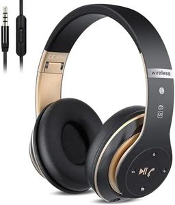 6S Wireless Headphones Over Ear,Noise Canceling Hi-Fi Bass Foldable Stereo Wireless Kid Headsets Earbuds with Built-in Mic, Micro SD/TF, FM for iPhone/Samsung/iPad/PC (Black & Gold)