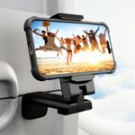 Airplane in Flight Phone Holder,Klealook 4 in 1 Adjustable Phone Stand for Travel,360°Rotating Desk Clamp,Portable Foldable Hook,Universal Mount for Home/Office-Black