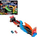 Mattel Disney and Pixar Cars Glow Racers Track Set, Launch & Criss-Cross Playset with 2 Toy Race Cars, 2 Modes, Glow-in-the-Dark