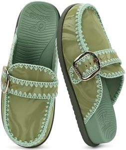 COFACE Clogs for Women Ladies Mules Sandals Shoes Cushioned Comfortable Comfy Arch Support 2025 Summer Slip On Orthopedic Orthotic Plantar Fasciitis Closed Toe Casual Walking Green Size 8.5