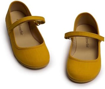 Childrenchic Mary Jane Shoes for Girls – Classic & Comfortable Canvas Dress Shoes for Toddlers & Kids – Perfect Flats for School, Play, and Special Occasions (Canvas, Mustard, 13.5 Little Kid)