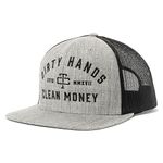 TROLL CO. CLOTHING Dirty Hands Clean Money Meshback Hat - Black, Adjustable Snapback, Curved Brim, One Size Fits Most, Heather Grey and Black - Meshback, One Size