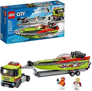 LEGO City Race Boat Transporter 60254 Race Boat Toy, Fun Building Set for Kids, New 2020 (238 Pieces)