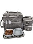 Mobile Dog Gear Week Away Dog Travel Bag (12"x6"x11", Heathered Gray) - Includes 2 Pet Food Storage Containers + 2 Collapsible Dog Water Bowls - Airline Approved Accessories, Great for Weekend Trips