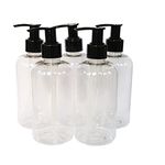 Detail Solutions 5 X 250ml Empty Clear Plastic Bottle with Black Lotion Pump Dispenser