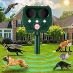 Cat Repellent, Garden Cat Deterrents, Ultrasonic Animal Repellent, USB & Solar Powered Waterproof Outdoor Animal Repeller, Motion Sensor and Flashing Light Pest Repeller, Squirrels Cats Rats