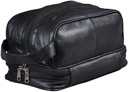 Mens Toiletry Bag Shaving Dopp Case for Travel by Bayfield Bags (Black) Men's Shower Bag for Bathroom Hygiene. Holds Beard Trim Kit Accessories and Body Shavers.