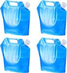 Krivon 5 litres Pack 4 Collapsible Water Container, BPA Free Plastic Water Carrier, Travel Folding Water Bag for Sport Camping Riding, Mountaineer (5 Liter-Pack of 4)