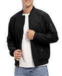 JHMORP Men's Bomber Jackets Lightweight Windproof Varsity Spring Fall Casual Jacket Fashion Coat (Black,CA XL)