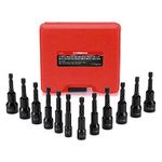 CASOMAN 12 Pieces 1/4" Magnetic Hex Nut Driver Set, 1/4" to 9/16", 8 to 10mm, Impact Ready Magnetic Nut Driver Bit Set, SAE&Metric