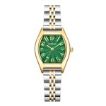 Szaikyri Barrel-Shaped Watch for Women with Easy Read Arabic Numerals Ladies Dress Watch (Silver&Gold-Green)