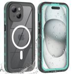 BDIG Case for iPhone 15 Waterproof, 360 Degree All-Round Protection with Built-in Screen Protector, Outdoor TPU Transparent Bumper, IP68, Shockproof Mobile Phone Case, Protective Case, Compatible with