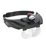 CARSON Unisex's CP-60 Pro Series MagniVisor Deluxe Headband LED Lighted Magnifier with 4 Different Lenses, Black, (1.5X, 2X, 2.5X, 3X)