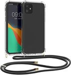 kwmobile Crossbody Case Compatible with Apple iPhone 11 Case - Clear TPU Phone Cover w/Lanyard Cord Strap - Transparent/Black