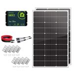 Newpowa 200 Watt 12 Volt Solar Panel Kit, 100W*2 12V Solar Charge Starter Kit + MPPT Charge Controller+Mounting Z Brackets+Cable, Solar Power System for Home Camping Boat RV Off Grid Applications