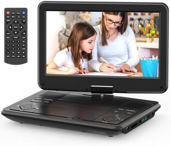 SQQBZZ 12.5” Portable DVD Player with 10.5” Large HD Screen, 4-6 Hours Rechargeable Battery, Dual Speakers, Region Free, Remote Control, Support Multiple Disc Formats Sync TV, USB/SD, Black