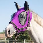 Harrison Howard Super Comfort Stretchy Fly Mask Large Eye Space with UV Protection Soft on Skin with Breathability Fly Mask -Amethyst Full (Large)