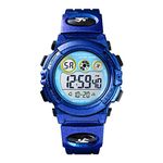 SKMEI Polyurethane Kid Sports Digital Watch, Multi Function Digital Kid Watches Waterproof Led Light Wristwatches For Boys Girls - 1451, Purple Dial, Blue Band