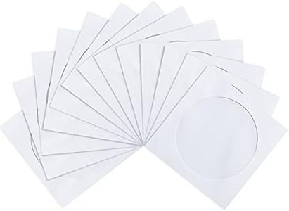 CD DVD Sleeves, Pacific Mailer DVD CD Media Paper Envelop Sleeves Holder with Clear Window Close Flap [120G Extra Thickness, White, Pack of 100]