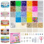 LZOUOWO 5300 Clay Beads Bracelet Making Aesthetic Kit, Polymer Heishi Preppy Letter Beads for Friendship Bracelet, Pearl Disc Beads Charms for Jewelry Making, DIY Creative Gift for Girls 8-12 Teens