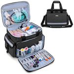 CURMIO Emergency Medical Supplies Bag, Home Health Aid Bag with Shoulder Strap and 2 Detachable Dividers for Nurse, Doctors, Home Health Staffs, Not Include Accessories, Black