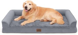 Dog Beds for Extra Large Dogs, Waterproof Memory Foam Dog Bed with Sides,Non-Slip Bottom and Egg-Crate Orthopedic Dog Couch Bed with Washable Removable Cover,Grey(XL,48" L x 32" W x 7.5" Th)