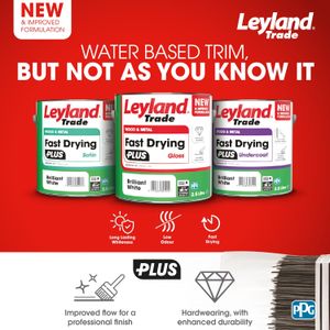 Leyland Trade Fast Drying Gloss Paint, Brilliant White, 2.5L – Wood & Metal