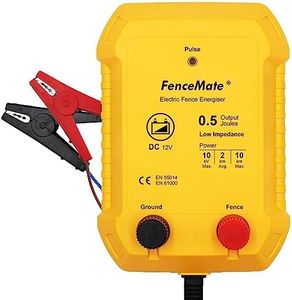 FenceMate 12V Powered Electric Fence Energiser Output 0.5J Peak 10 kV, Low Impedance for Avg. 2 km up to 10 km, Fence Charger to Protect Poultry and Livestock, Fencer for Homestead, Garden, Pond