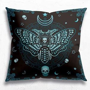 Knibeo Skull Throw Pillows, Moth Decor Pillow Covers 18x18, Gothic Throw Pillows,Death Moth,Death Head Moth Pillow Covers