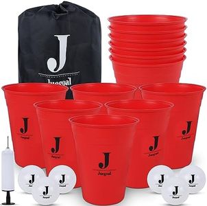 Juegoal Giant Outdoor Game, Yard Game Toss Game Set with Durable Buckets and Balls, Throwing Game for Beach, Camping, Lawn, Tailgating and Backyard, Red