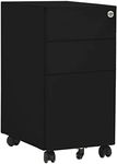 vidaxl Black Mobile File Cabinet wi