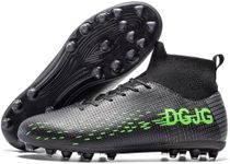 DGJG Youth Soccer Cleats Mens Training Football Cleats Lightweight Womens High-top Soccer Shoes AG, Tacos de Futbol para Hombre, Black, 4 Men