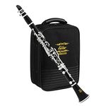 Eastar B Flat Clarinet for Intermediate Beginners, Upgraded Ebonite Bb Clarinet Silver-plated with 2 Barrels, 4C Mouthpiece, Hard Case, Cleaning Kit, ECL-400