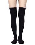 TOCONFFON Women's Over The Knee High Socks Thigh High Socks Long Cotton Socks for Daily Wear, Cosplay, Black Over Knee Socks, One Size