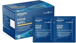 Amazon Basic Care Eyelid Cleansing Wipes for Periocular Treatment in Adults and Children, Unscented, Pack of 60