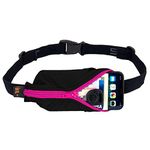 SPIbelt Running Belt, No-Bounce Waist Pack for Runners, iPhone 6 7 8-Plus X, Made in USA for Men and Women, Workout Fanny Pack, Adjustable One Size, Expandable Pouch, Large Pocket, Fits Large Phones (Black with Pink Zipper, 25" through 47")