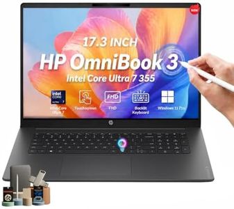 HP OmniBook 3 17.3" Touchscreen Laptop, Intel Ultra 7 355(Up to 4.7GHz), Copilot+ PC with 49 Tops NPU, 32GB DDR5 RAM, 1TB SSD, FHD IPS Display, Backlit KB, Windows 11 Pro Business Laptop