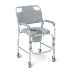 Medline aluminum padded shower chair commode with 4 locking casters