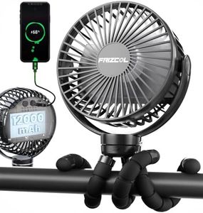 Portable Stroller Fan, Use As Power Bank, 65H 12000mAh Battery Operated Fan Flexible Tripod Baby Car Seat Fan, Personal Mini Handheld/Desk/Small Clip On Fans For Stroller, Carseat, Beach, Bed, Camping