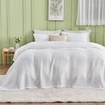 Wajade Waffle 100% Cotton Blanket Double Size White Throw Blanket for All Season Super Soft Blanket for Bed Sofa Car,160x200cm